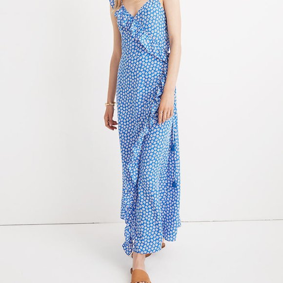 Madewell Women's Ruffled Wrap Maxi Dress in Mini Daisy 00 - Picture 2 of 10